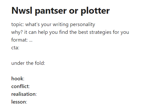 Very empty draft I used to prepare for my newsletter.